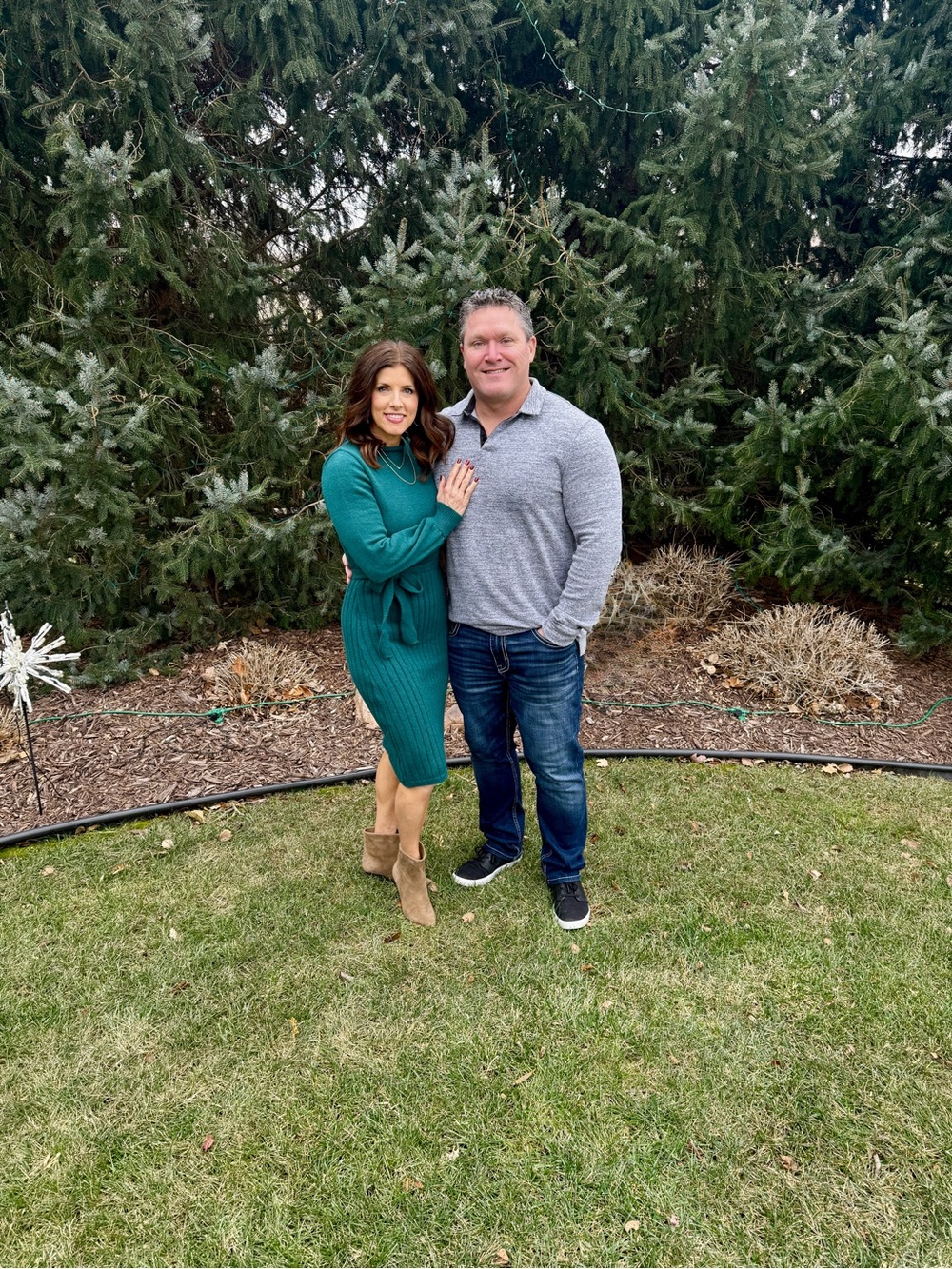 Teal Ribbed Knit Tie-Waist Sweater Dress